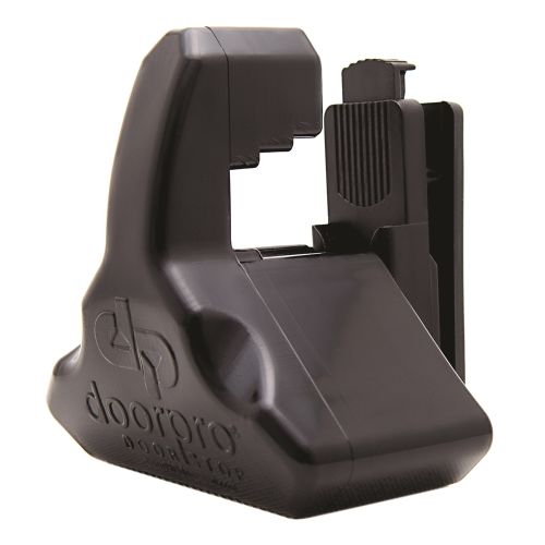 DoorPRO Doorstop BXCDP, 3 x 3 x 2", Black Durable Plastic, Swivel Belt Clip Sold Separately